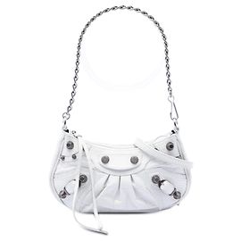 Balenciaga Mini Bolsa Le Cagole Motocross em couro branco com relevo Branco