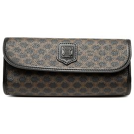 Céline Celine Black Macadam Coated Canvas Clutch Black