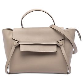 Céline Celine Bolsa Belt em couro de vitelo de grão mini bege Bege