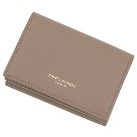 Cartera de cuero tríptico Yves Saint Laurent Castaño