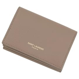 Portefeuille pliable en cuir Yves Saint Laurent Marron