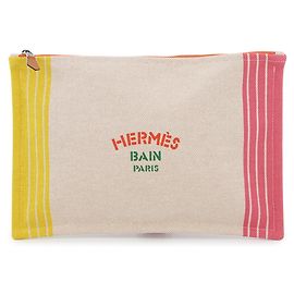 Hermès Pochette plate Hermes Maillon Marin Rose Vert Jaune
