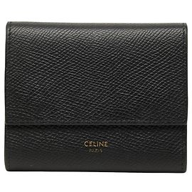 Céline Celine Small Trifold Wallet in Black Black
