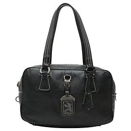 Bolsa Boston de couro preto Prada Preto