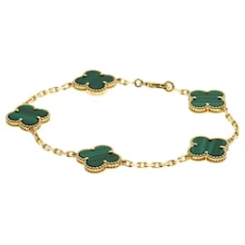 Van Cleef & Arpels Vintage Alhambra Malachite Bracelet in 18K Yellow Gold Other