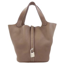 Hermès Bolso Hermes Picotin Lock MM Gris pardo
