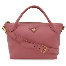 Prada Leather 2WAY Shoulder Handbag Pink Pink