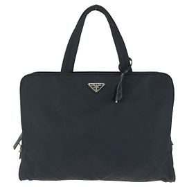 Prada Nylon Tessuto Logo Briefcase Black