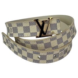 Cinturón Louis Vuitton LV Initiales 25mm Reversible Damier Azur 80/32 Blanco