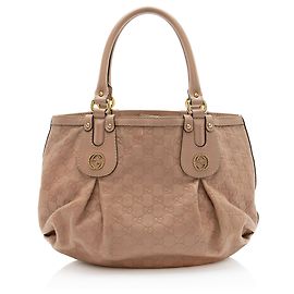 Tote Gucci Guccissima Studded Scarlett Medium Marrom Bege