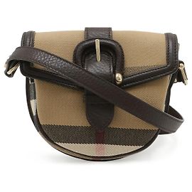 Borsa a tracolla Burberry in pelle House Check Marrone Beige