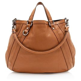 Gucci Abbey Umklappbare Leder-Tote Braun
