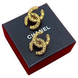 Boucles d'oreilles Chanel Coco Mark dorées Doré