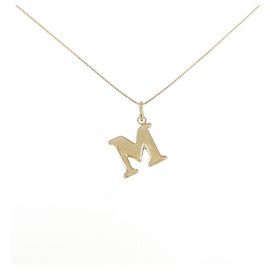 Autre Marque Collier Initial M en Au750 Doré