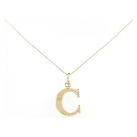 Autre Marque Colar Initial C em Au750 Dourado
