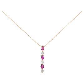 Autre Marque Au750 Ruby Diamond Necklace Golden
