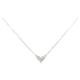 Autre Marque Collar de Corazón de Oro Blanco K10 Plata