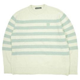 Suéter de lã com patch de rosto listrado Acne Studios Bege Verde