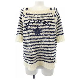 Top de punto Christian Dior Blanco Azul marino