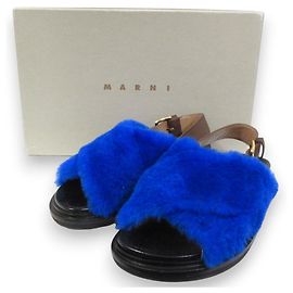 Sandales Marni en peau de mouton à semelle anatomique Noir Bleu