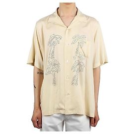 Céline Camicia a maniche corte hawaiana ricamata Marrone