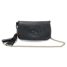 Gucci Borsa a tracolla Soho in pelle nera con nappa e catena Nero