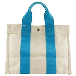 Hermès Borsa Tote Hermes Bora PM in azzurro chiaro e bianco Bianco Blu chiaro