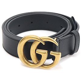 Gucci Black Leather GG Marmont Men's Belt Black