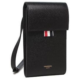Thom Browne Porta-celular transversal com aba em couro granulado Preto