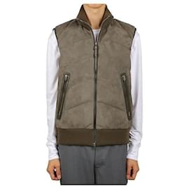 Tom Ford Suede Down Vest Green