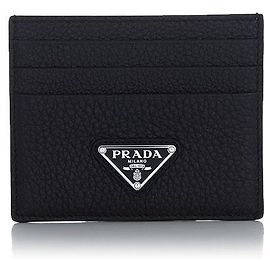 Prada Tarjetero con logotipo triangular Negro