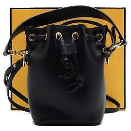 Fendi Mini Bolsa Bucket Montrezzo com cordão de ajuste e Bolsa Transversal Preto