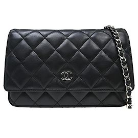 Cartera Chanel Wallet on Chain de piel de cordero acolchada Small Negro