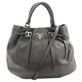 Borsa a 2 modi in pelle da donna Prada Nero