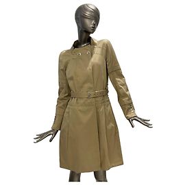 Louis Vuitton Gabardina de algodón beige con forro Monogram Beige