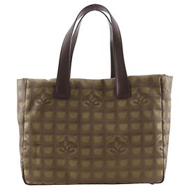 Chanel Khaki Nylon Canvas Tote Bag Khaki