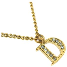 Collier Christian Dior avec logo plaqué or Doré