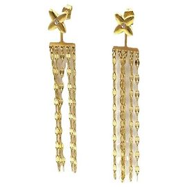 Autre Marque Brincos de gota com motivo de flor e correntes douradas Dourado