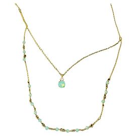 Autre Marque Collier à deux rangs doré avec pendentif pierre bleue Doré Bleu clair