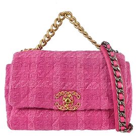 Borsa Chanel 19 Flap in Tweed Trapuntato Medium Rosa