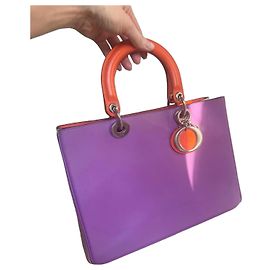 Borsa Tote Bicolore Christian Dior Diorissimo Beige Arancione Porpora