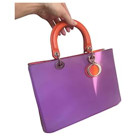 Sac cabas bicolore Christian Dior Diorissimo Beige Orange Violet