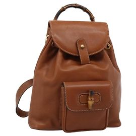 Gucci Vintage Bamboo Backpack Leather Mini Brown