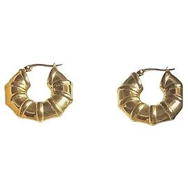Autre Marque Pendientes de aro efecto bambú dorados Dorado
