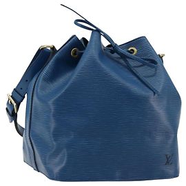 Louis Vuitton Petit Noe Handbag Epi Leather Medium Blue
