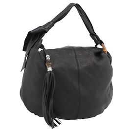 Gucci Vintage Bamboo Shoulder Bag Nylon Black