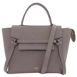 Céline Bolsa 2-Way Celine Belt Bag em couro de bezerro cinza Marrom