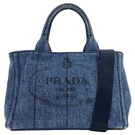Prada Canapa Mini 2-Way Handbag Blue