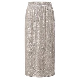 Weekend Max Mara Pailletten-Midirock Champagner - Größe L Silber