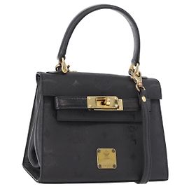 Borsa MCM Logogram Vicetos PVC 2way Nera Oro Auth 183880A Nero D'oro